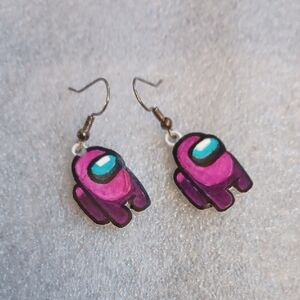4/$60 New Pinkish Among Us Character Pair of Earrings - Hand-Made